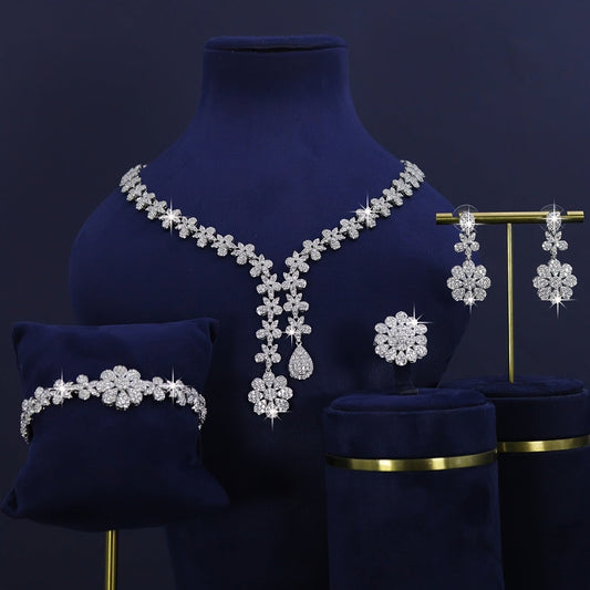 5pcs Platinum Plated Women'S Jewelry Set,